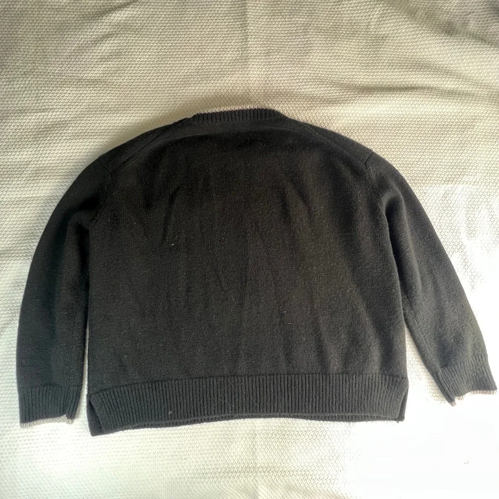 Vince Black Knit Sweater Women L Wool Cashmere Crew Neck Capsule Minimalist Cozy